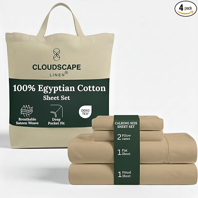 Linen Bed Sheet Set - California King - 4 Piece