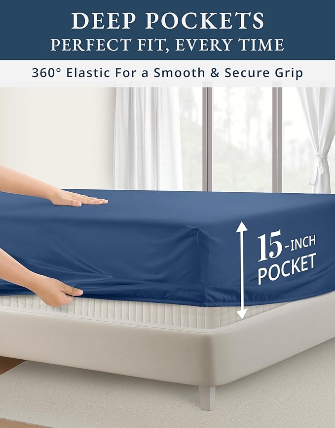 Linen Cooling Bed Sheet Set - King - 15 in Deep Pocket