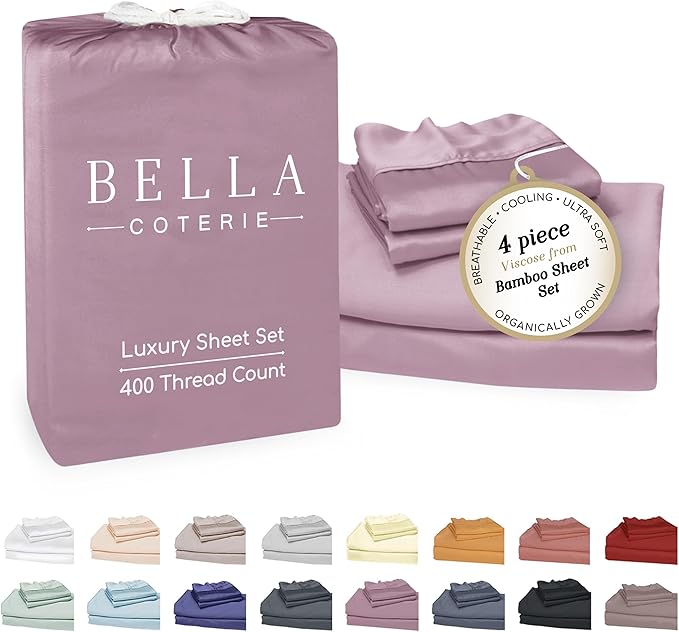 Bamboo Cooling Bed Sheet Set - King - 18 in Deep Pocket