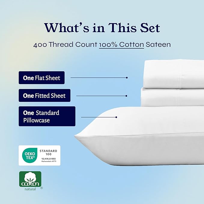 100% Cotton Bed Sheet Set - Twin - 3 Piece