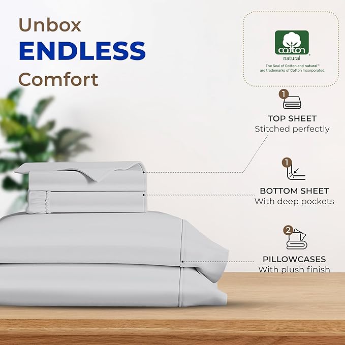 Cooling Bed Sheet Set - Full - 16 in Deep Pocket - 4 Piece