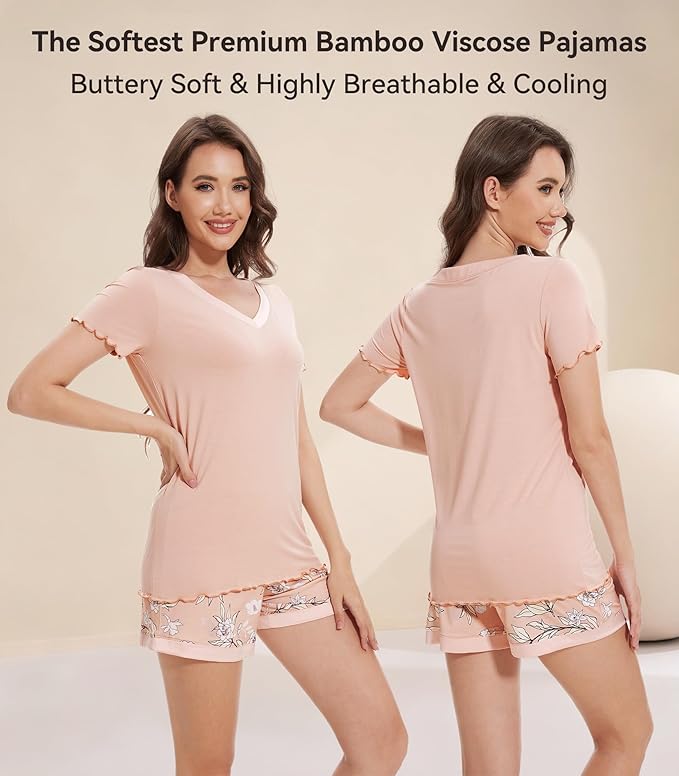 Women's Bamboo Cooling Pajama Set - Short Sleeve - 2 Piece