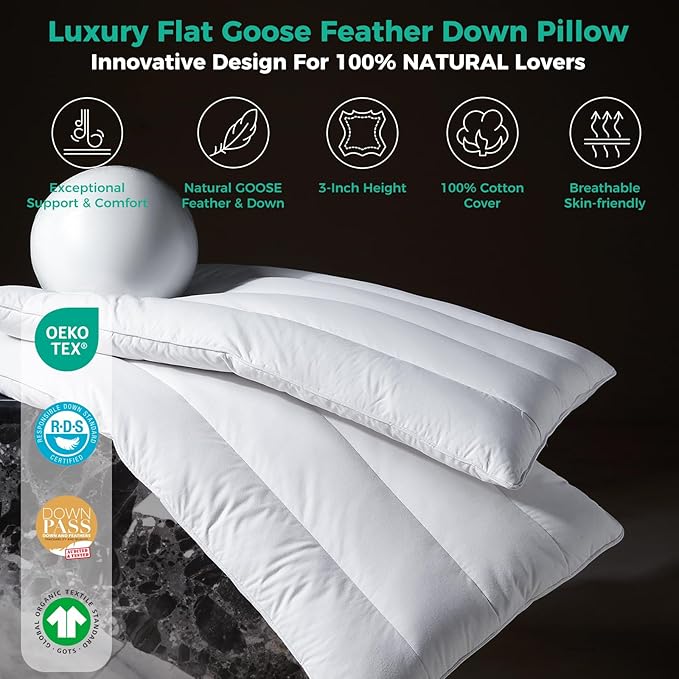 100% Cotton Bed Pillow - King - 18 x 36 in - 2 Piece