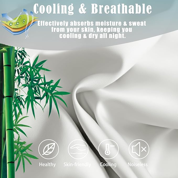 Bamboo Cooling Pillowcase Set - Queen - 20 x 30 in - 2 Pack - 2 Piece