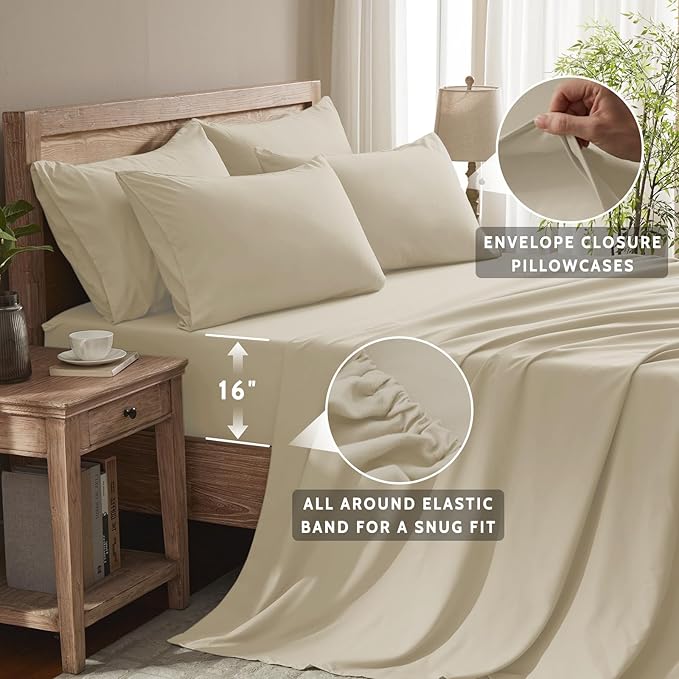 Microfiber Cooling Bed Sheet Set - Full - 6 Piece