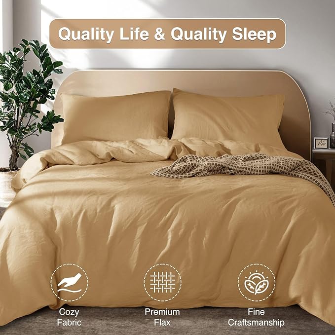 Linen Duvet Cover Set - Queen - 3 Piece