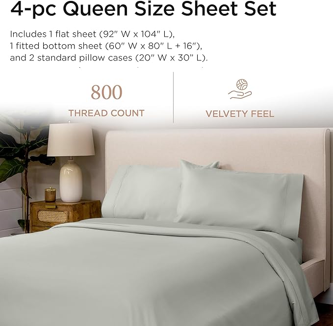 100% Cotton Bed Sheet Set - Queen - 16 in Deep Pocket - 4 Piece