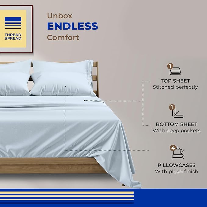 Cooling Bed Sheet Set - Queen - 16 in Deep Pocket - 6 Piece