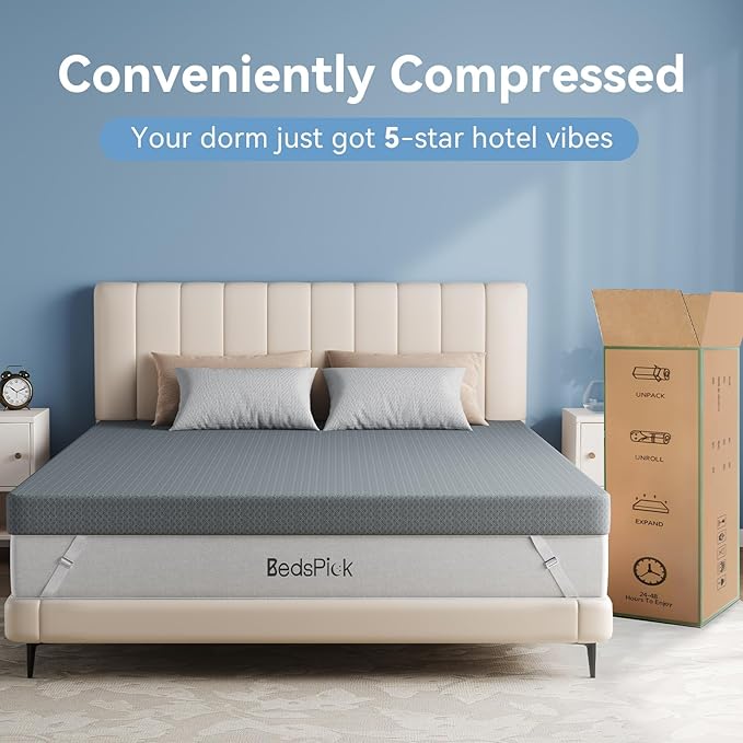 Memory Foam Cooling Mattress Topper - Queen