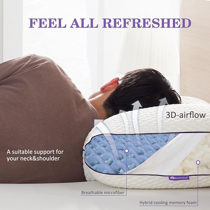Memory Foam Cooling Bed Pillow - King