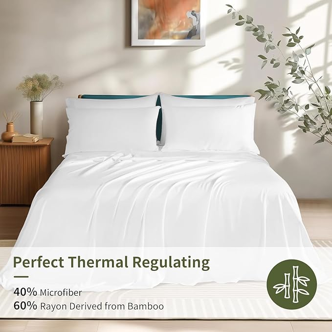 Bamboo Cooling Bed Sheet Set - Queen - 6 Piece