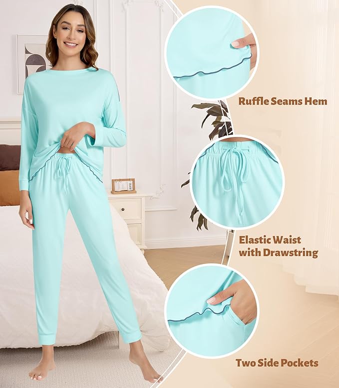 Women's Bamboo Pants Pajama Set - Long Sleeve - 2 Piece