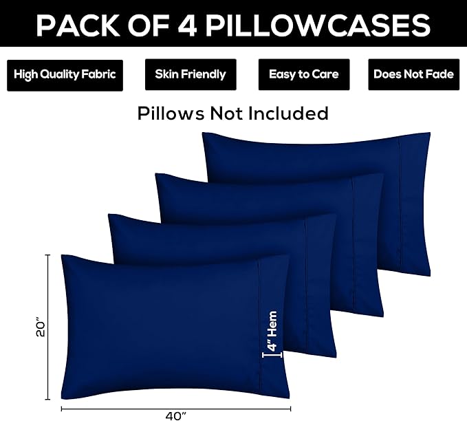 Microfiber Pillowcase Set - Standard - 20 x 26 in - 4 Pack