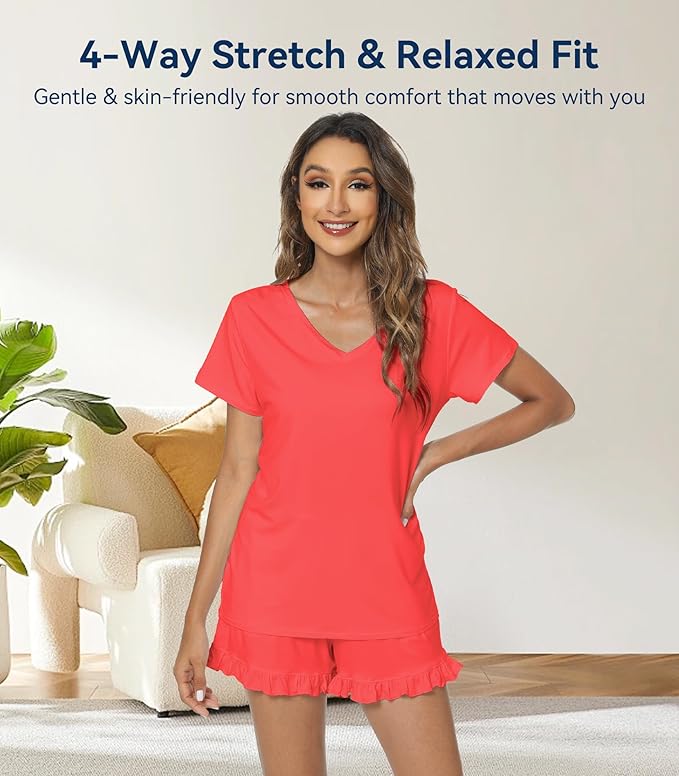 Bamboo Cooling Shorts Pajama Set - Short Sleeve - 2 Piece