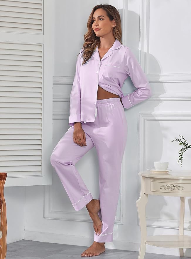 Women's 100% Cotton Pajama Set - Long Sleeve - 2 Piece