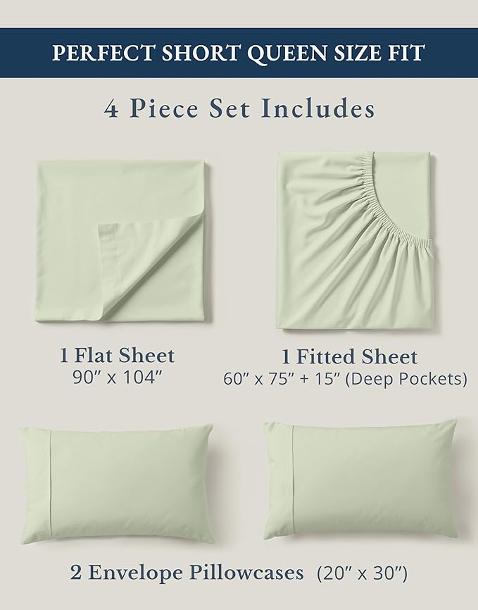 Linen Bed Sheet Set - Queen - 4 Piece