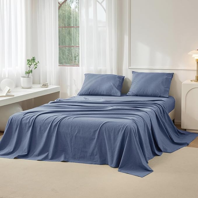 Linen Bed Sheet Set - Queen - 4 Piece
