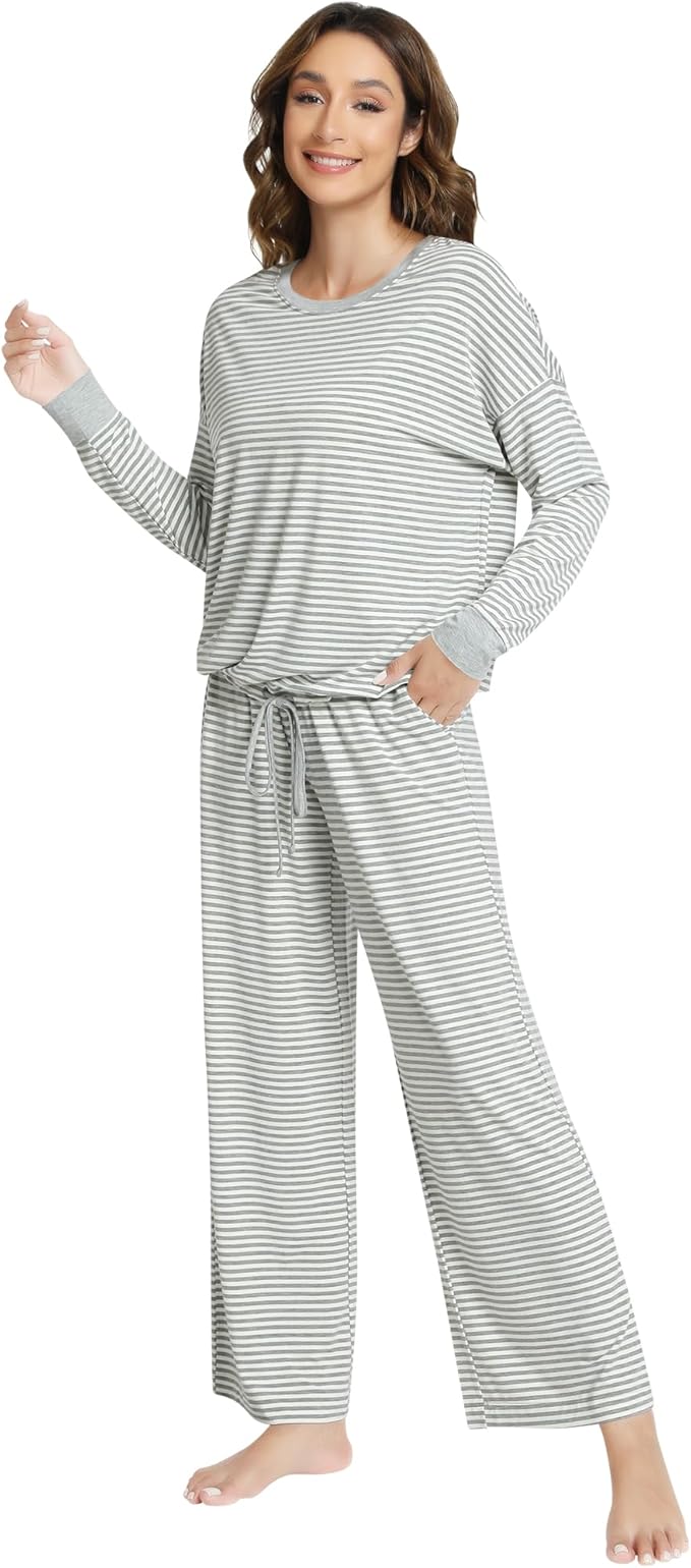 Women's Bamboo Pants Pajama Set - Long Sleeve - 2 Piece