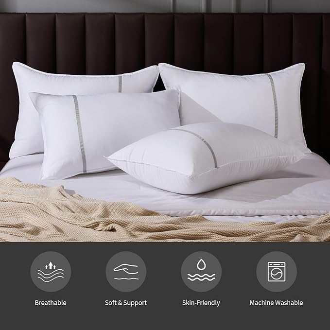 Down Alternative Bed Pillow - King - 20 x 34 in - 4 Piece