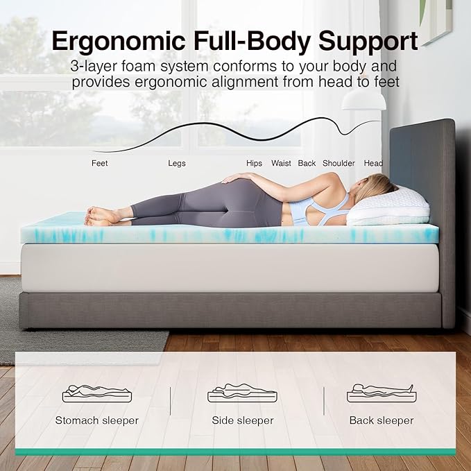 Memory Foam Cooling Mattress Topper - Full