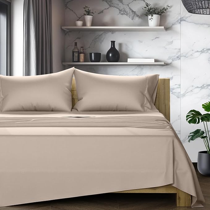 Linen Bed Sheet Set - Queen - 17 in Deep Pocket - 4 Piece
