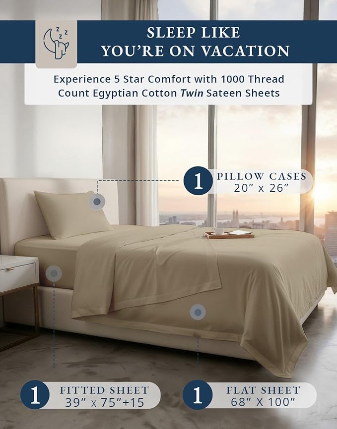 Linen Bed Sheet Set - Twin