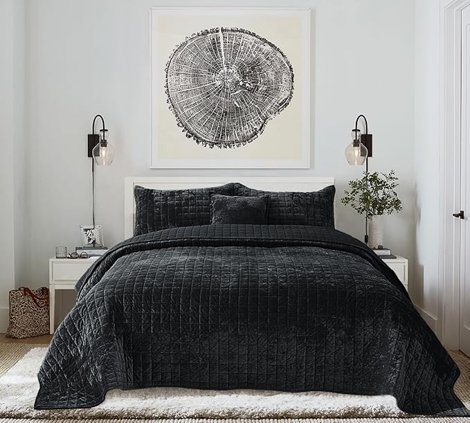 Velvet Quilt Set - California King - 3 Piece