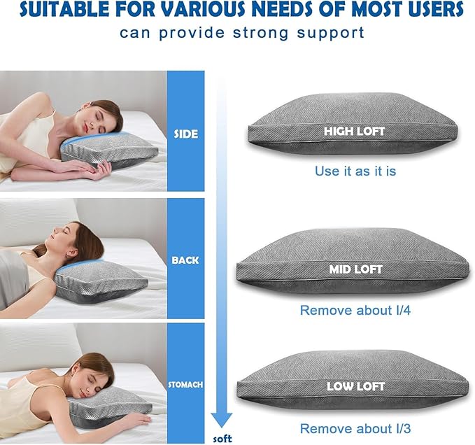 Memory Foam Cooling Bed Pillow - Queen