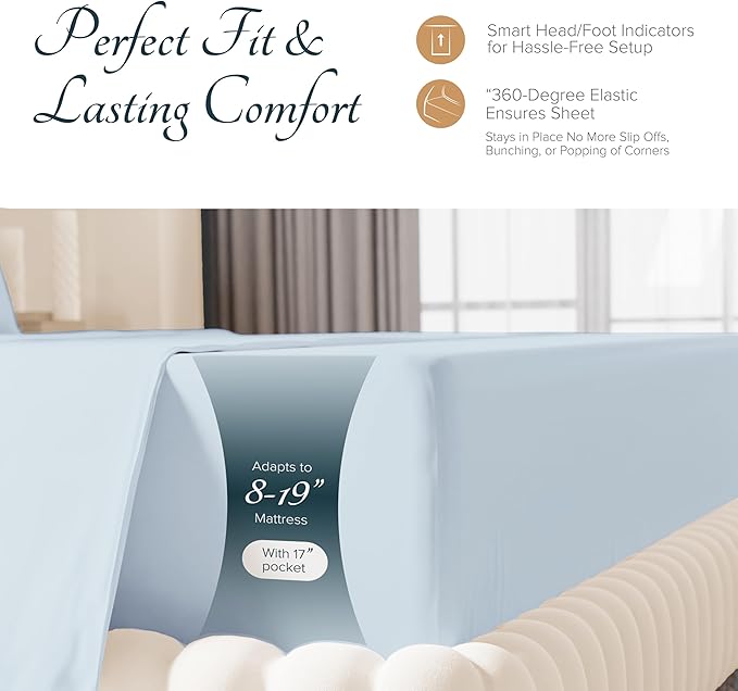 Linen Bed Sheet Set - Queen - 19 in Deep Pocket - 4 Piece