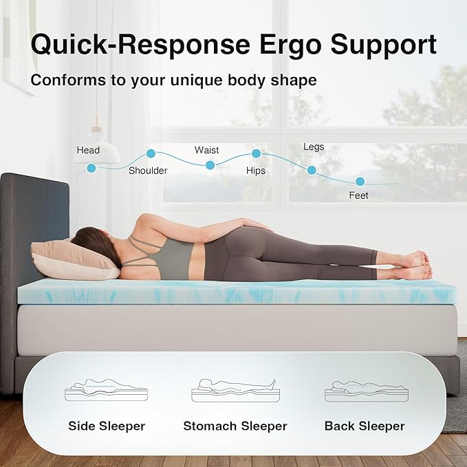 Memory Foam Cooling Mattress Topper - Queen