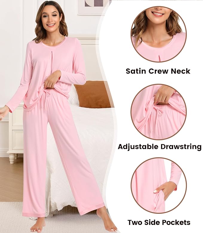 Women's Bamboo Pants Pajama Set - Long Sleeve - 2 Piece