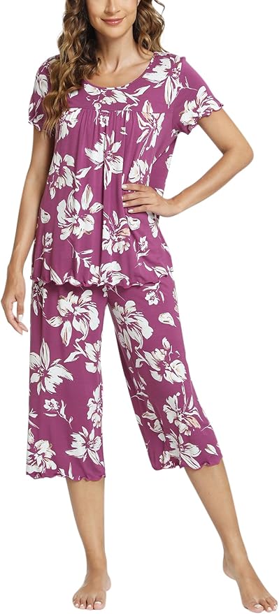 Bamboo Capri Pajama Set - Short Sleeve - 2 Piece