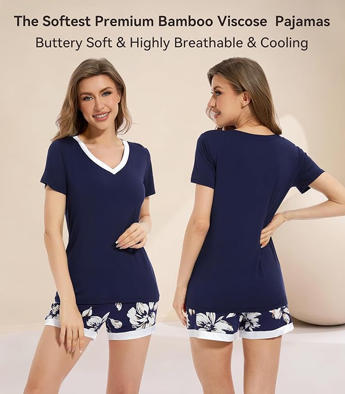 Women's Bamboo Cooling Pajama Set - Short Sleeve - 2 Piece
