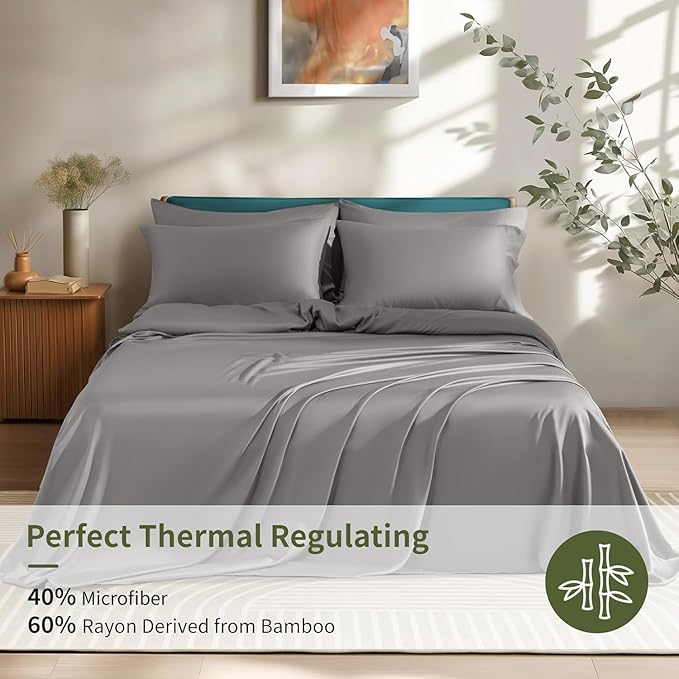 Bamboo Cooling Bed Sheet Set - King - 6 Piece