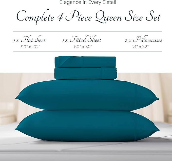 Linen Cooling Bed Sheet Set - Queen - 17 in Deep Pocket - 4 Piece