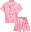 Satin Pajama Set - Short Sleeve - 2 Piece