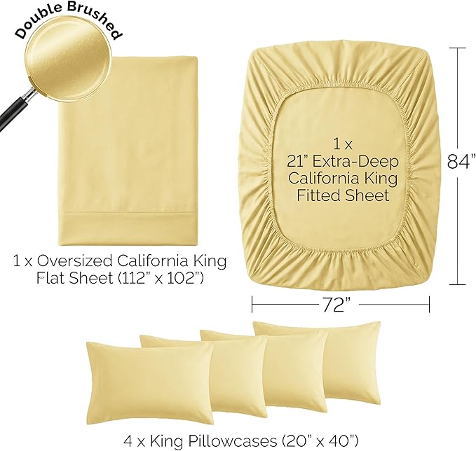 Microfiber Bed Sheet Set - California King - 6 Piece