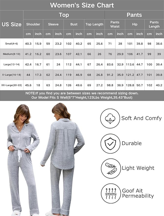 Women's Pants Pajama Set - Long Sleeve - 2 Piece