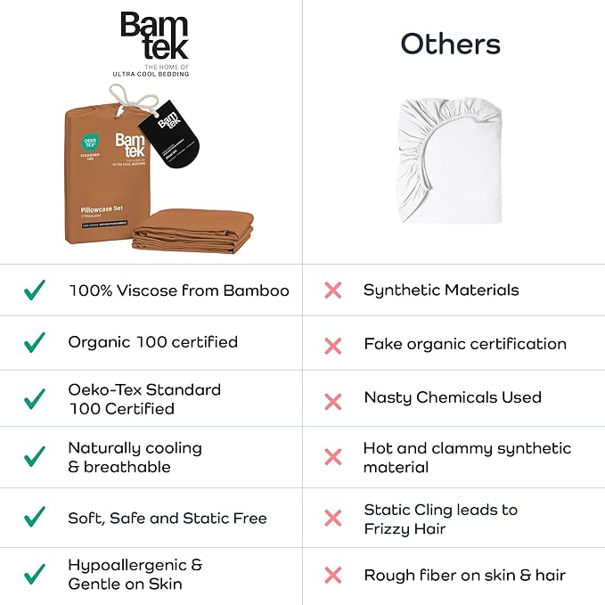 Bamboo Cooling Pillowcase Set - Queen - 2 Piece