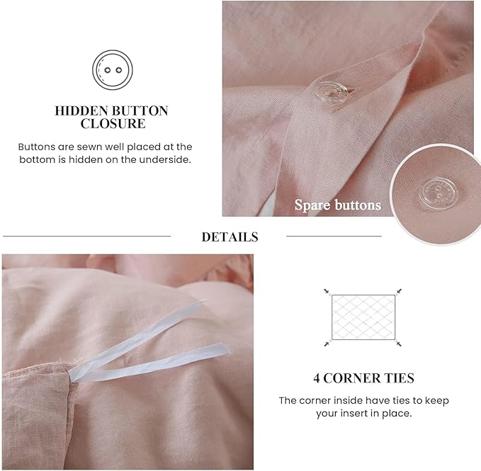 Linen Duvet Cover Set - Queen - 3 Piece