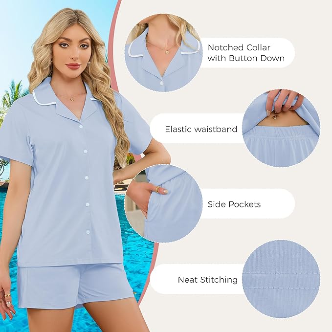 Women's Shorts Pajama Set - Short Sleeve - 2 Piece