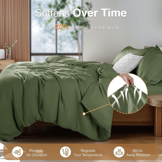 Linen Duvet Cover Set - Queen - 3 Piece