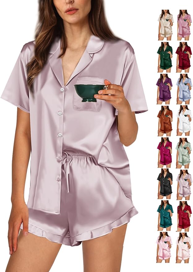 Women's Satin Pajama Set - 2 Piece