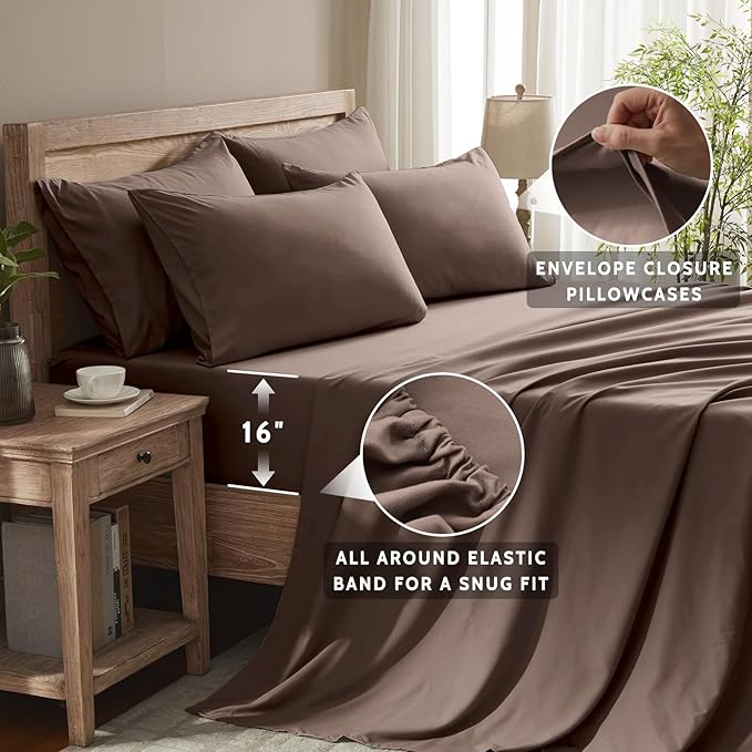 Cooling Bed Sheet Set - King - 16 in Deep Pocket - 6 Piece