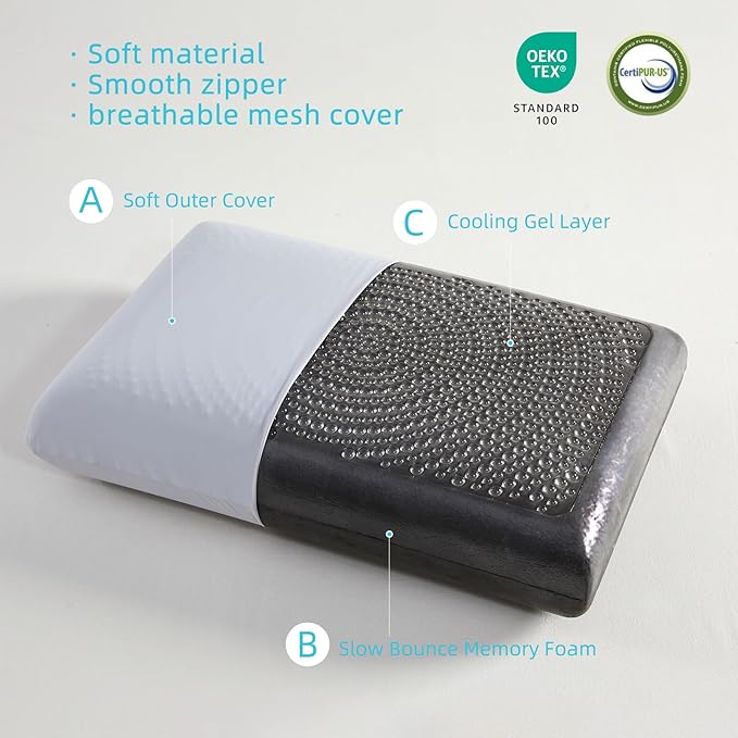 Memory Foam Cooling Bed Pillow - Standard