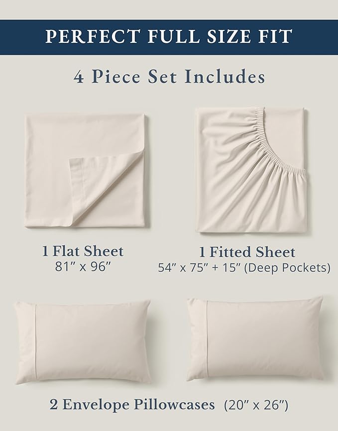 Linen Bed Sheet Set - Full - 4 Piece