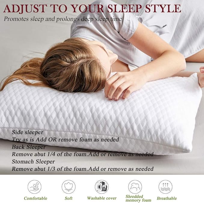 Memory Foam Hypoallergenic Bed Pillow - Queen