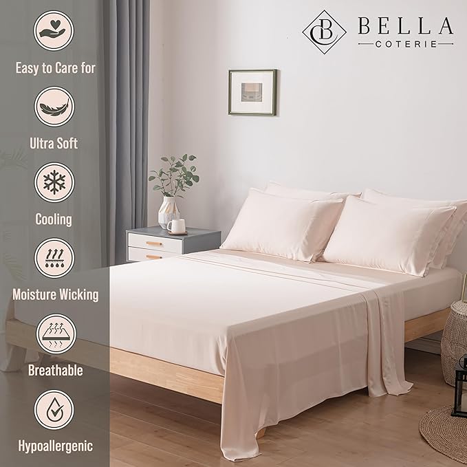 Bamboo Cooling Bed Sheet Set - California King - 18 in Deep Pocket - 6 Piece