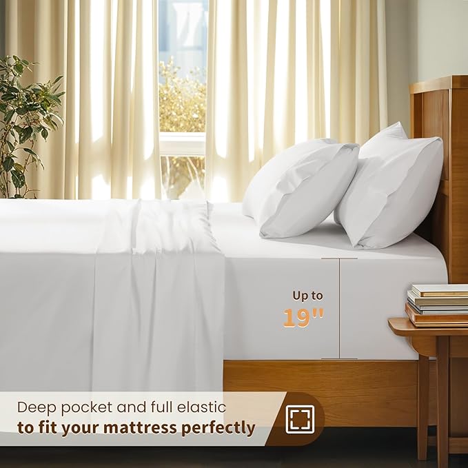 100% Cotton Bed Sheet Set - California King - 4 Piece