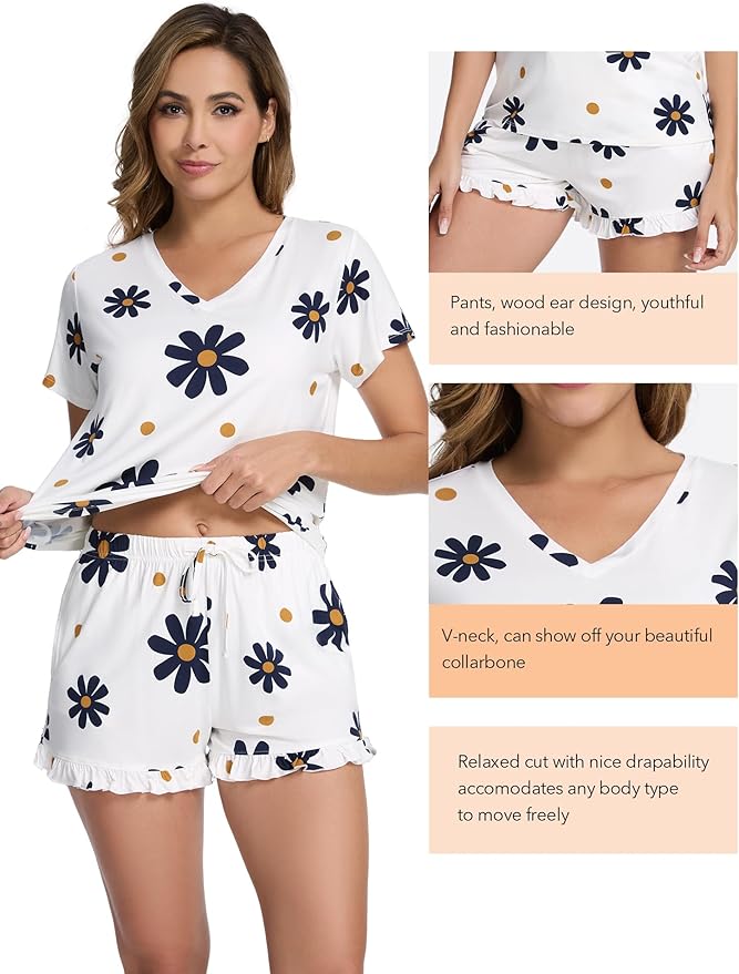 Bamboo Cooling Shorts Pajama Set - Short Sleeve - 2 Piece